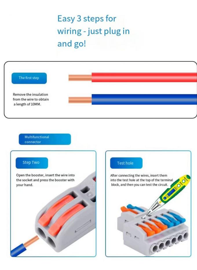 ربط الأسلاك الإضاءة LED سريع 1 في 2 خارج محطة بلوك 2 في 4 خارج سلك تقسيم 3 في 6 خارج محطة مربع للخارج 5