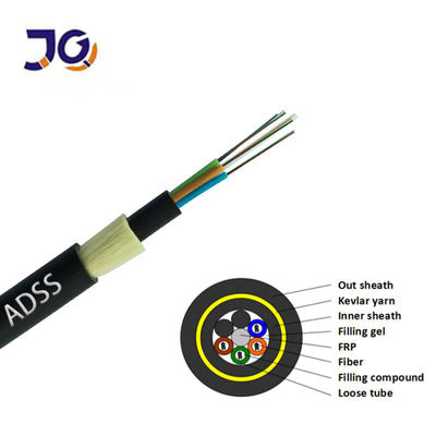 ADSS 12 24 48 Core Span 100m 200m كابلات الألياف البصرية الخارجية من خيوط Armid