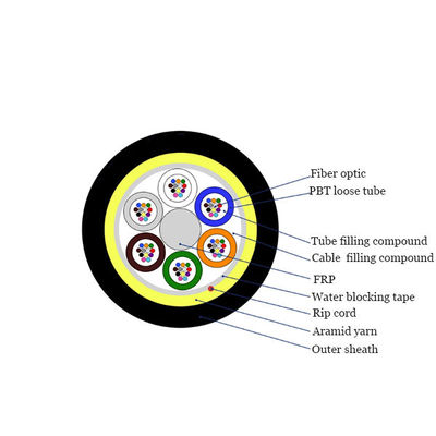 12 24 48 أساسي ألياف ADSS G652D كابل بصري جوي ذات دعم ذاتي