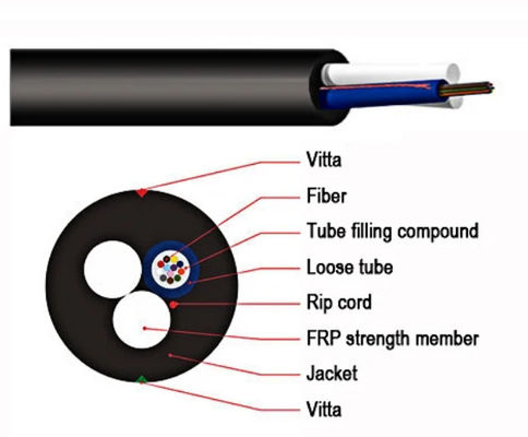 4 8 12 قلب ASU كابل الألياف المصغرة Adss كابل بصري العرض 80-150M كابل بصري ذاتي الدعم