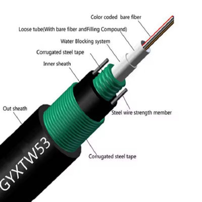 التنقيب المباشر في الهواء الطلق 2 4 6 12 24 كابل الألياف الضوئية GYXTW53 SM G.657A1 G652D كابل الألياف الضوئية المدرع السعر