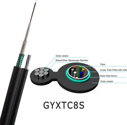 48 النواة GYTC8S الهوائية ذاتية الدعم الشكل 8 كابل الألياف البصرية