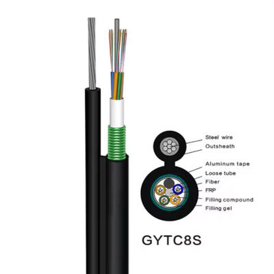 OEM 144 Core Outdoor Fiber Optical Aerial Cable Steel Wire Strand Self Supporting الشكل 8 كابل الألياف الضوئية GYTC8S
