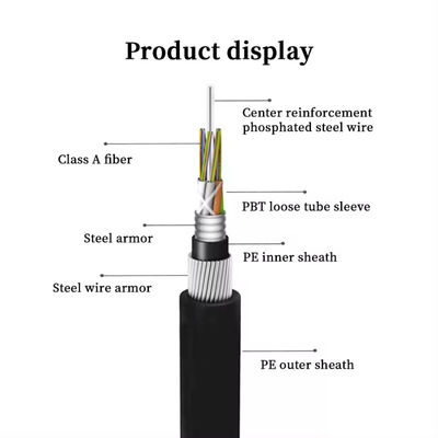 72 النواة GYTA33 مدفونة مباشرة كابلات الألياف الضوئية تحت الماء مكافحة القوارض كابلات الألياف الضوئية المدرعة
