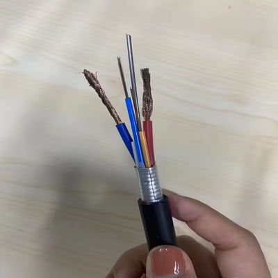 48 60 72 96core كابل ألياف ضوئية مدرعة مع2*1.5mm-سلك الطاقة GDTA GDTS كابل الفوتو الكهربائي الهجينة الألياف الضوئية