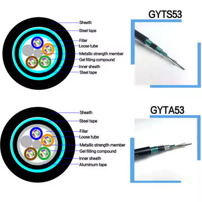 القناة الخارجية GYTS53 24 36 48 96 النواة السلاحية كابل الألياف الضوئية