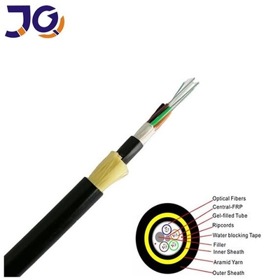 كابل ألياف ضوئية هوائي خارجي ADSS بغلاف مزدوج غير معدني HDPE 24–96 نواة لشبكات الاتصالات