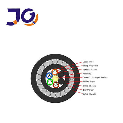 كابل ألياف بصرية مدرع بأسلاك فولاذية مقاومة للقوارض ومقاوم للماء للتركيب تحت الأرض GYFTY33 48F 96F