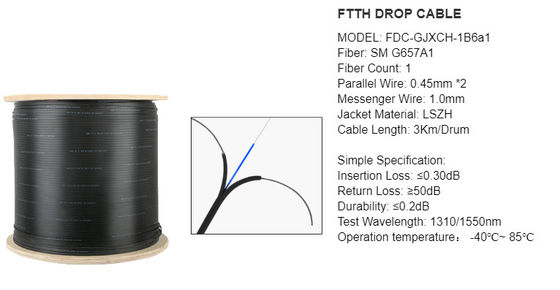 GJYXCH-1B6 G657A2 1 Core كابل إسقاط الألياف الضوئية