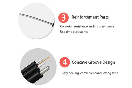 جاكيت أسود G657A1 1 كيلومتر FTTH كابل إسقاط الألياف البصرية