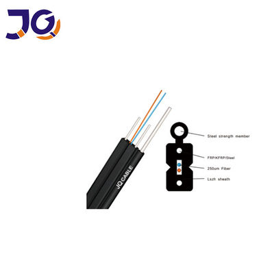 كابل ألياف ضوئية FTTH خارجي ذات الدعم الذاتي 1 2 4 Core G652D 1.0mm Steel Wire
