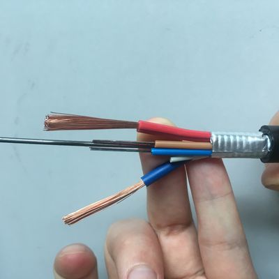 G652D 6 Core Hybrid Fiber Optic Cable مع 2 من أسلاك الطاقة النحاسية OPLC