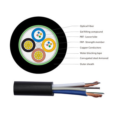 كابل ألياف ضوئية هجين OPLC مع موصلات نحاسية لـ FTTH
