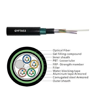 48 الأساسية PE غمد Frp قوة كابل الألياف البصرية المدرعة الذين تقطعت بهم السبل أنبوب فضفاض