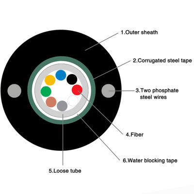 وضع واحد فضفاض الأنبوب GYXTW 8 كور كابل الألياف البصرية في الهواء الطلق