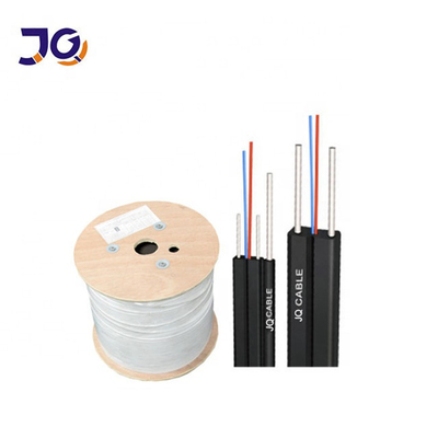 FRP G657 FTTH كابل قطرة الألياف الضوئية 1 2 4 كابل ألياف ضوئية خارجي / داخلي مع سلك الرسول الصلب