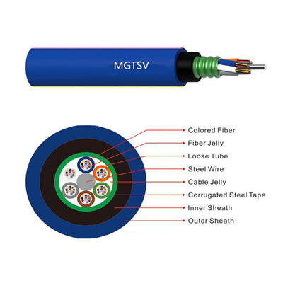 OEM كابل الألياف البصرية في الهواء الطلق PVC غمد الأزرق المباشر التعدين المدفون 8 Core MGTSV